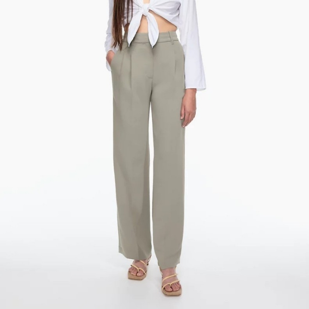 Aritzia Wilfred Effortless Pants Crepette Green/Grey Size 00 Short